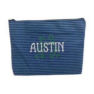 Thirty-one Customized Zipper Pouch Blue Stripes